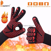 Womens Heat Resistant Black Kitchen Microwave Cooking Aramid Oven Gloves, Heated Barber BBQ Grill Silicone Silicon DOT Gloves